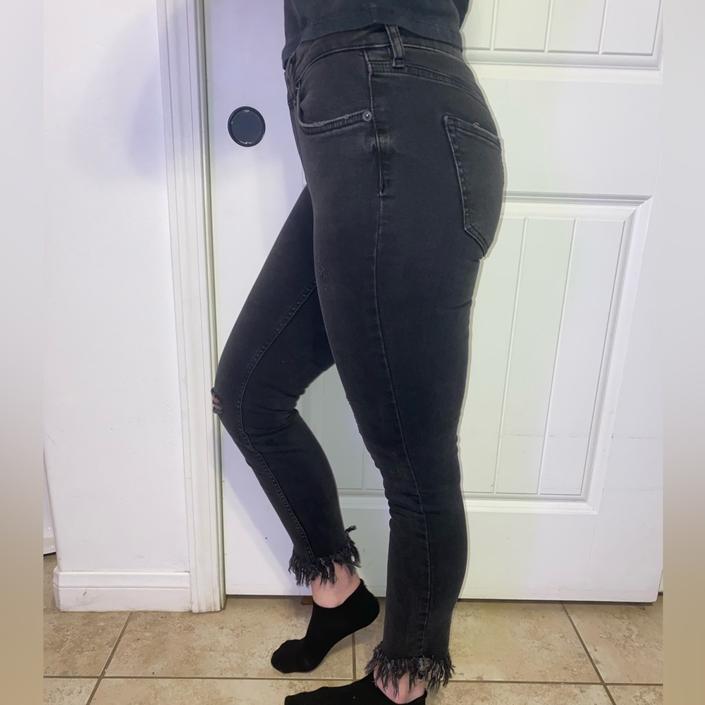 Free People Black Fringe Jeans